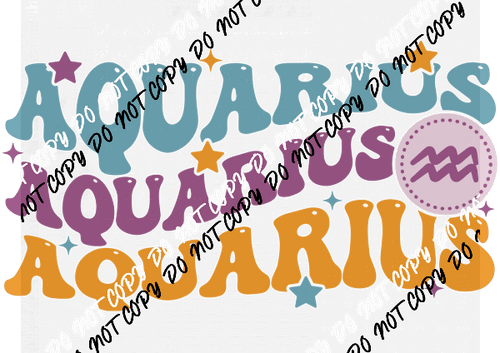 Aquarius Zodiac Sign DTF Transfer - We Print U Press DTF Transfers