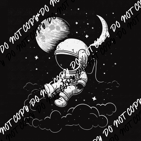 Astronaut Floating with Moon DTF Transfer - We Print U Press DTF Transfers