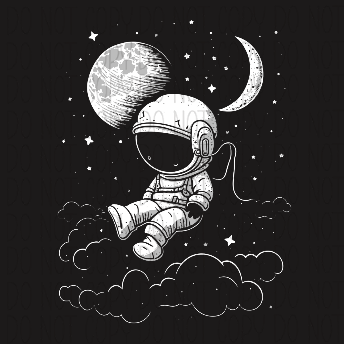 Astronaut Floating With Moon Dtf Transfer Transfers