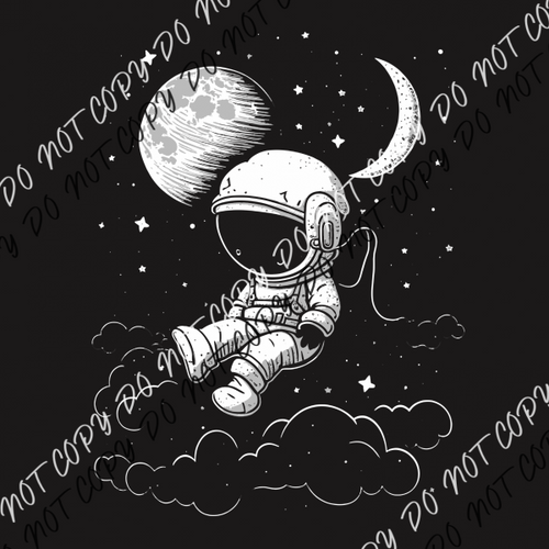 Astronaut Floating With Moon Dtf Transfer Transfers