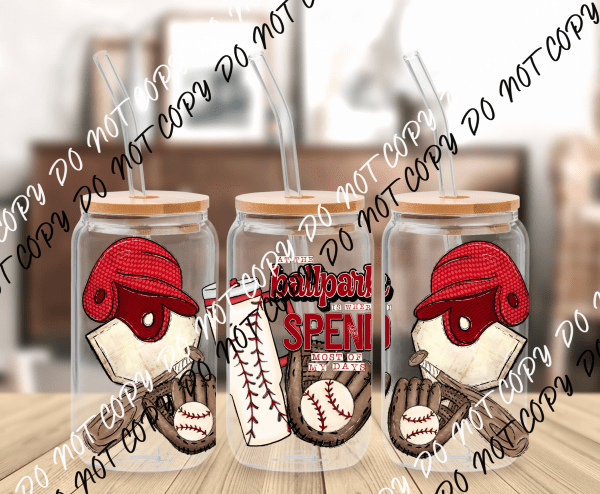 At the Ball Park UV Transfer for 16 oz Glass Can - We Print U Press DTF Transfers