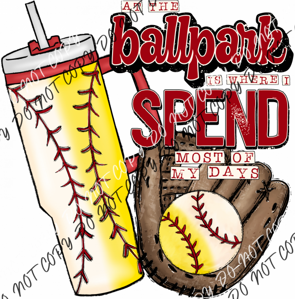 At The Ballpark (Choose Your Sport) Dtf Transfer Pocket Size 3”X3” / Both Baseball And Softball