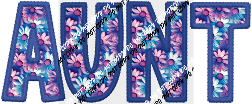 Aunt Pink and Blue text faux embroidery DTF Transfer - We Print U Press DTF Transfers