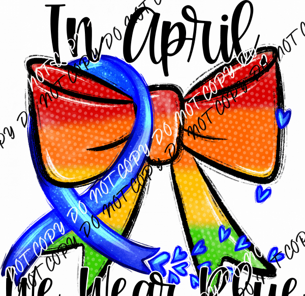 Autism Acceptance Bow DTF Transfer - We Print U Press DTF Transfers