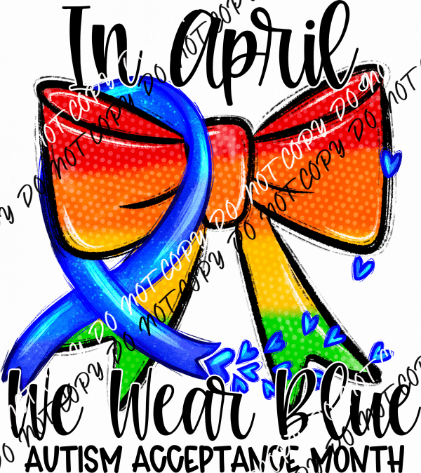 Autism Acceptance Bow DTF Transfer - We Print U Press DTF Transfers