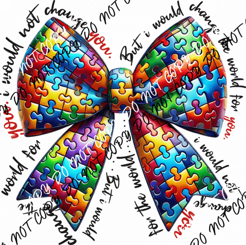Autism Awareness Puzzle Bow DTF Transfer - We Print U Press DTF Transfers