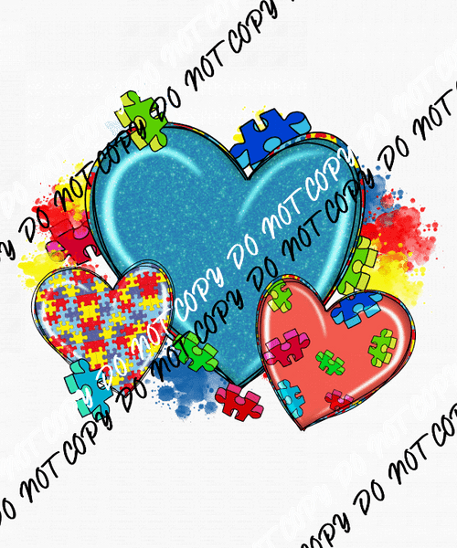 Autism Hearts DTF Transfer - We Print U Press DTF Transfers
