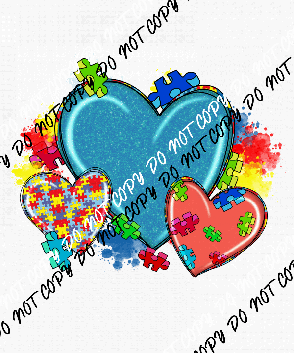 Autism Hearts DTF Transfer - We Print U Press DTF Transfers