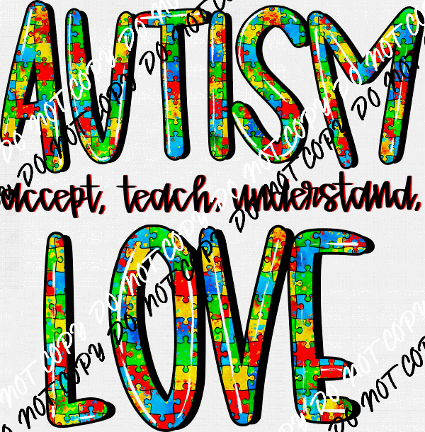 Autism Love DTF Transfer - We Print U Press DTF Transfers