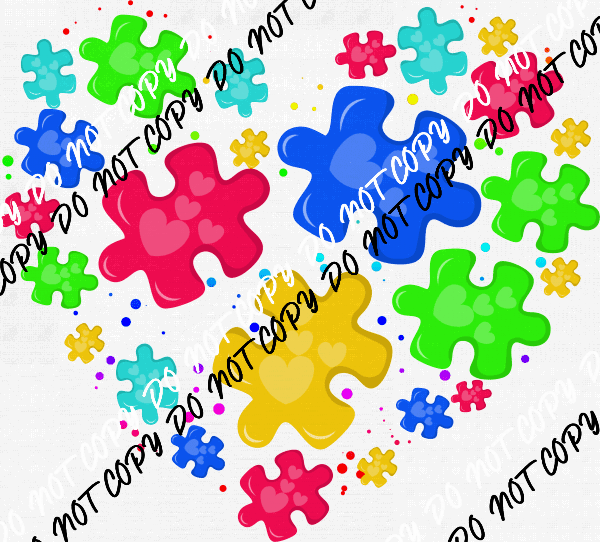 Autism Puzzle Heart DTF Transfer - We Print U Press DTF Transfers