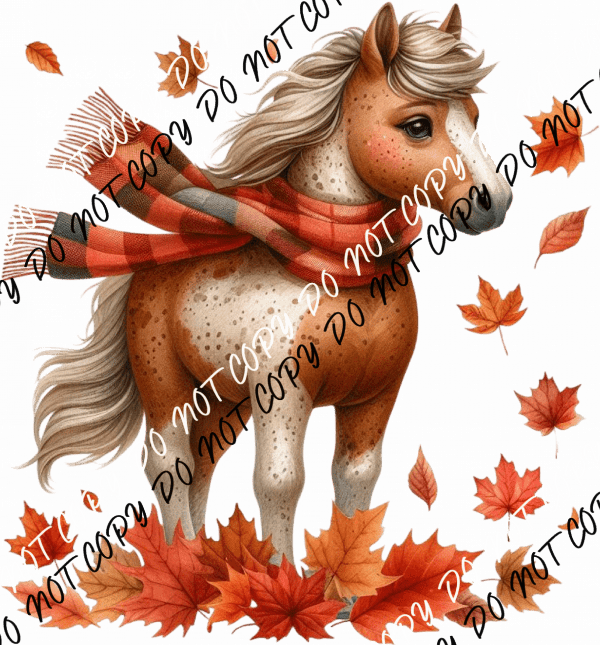 Autumn Breeze Horse in a Scarf DTF Transfer - We Print U Press DTF Transfers