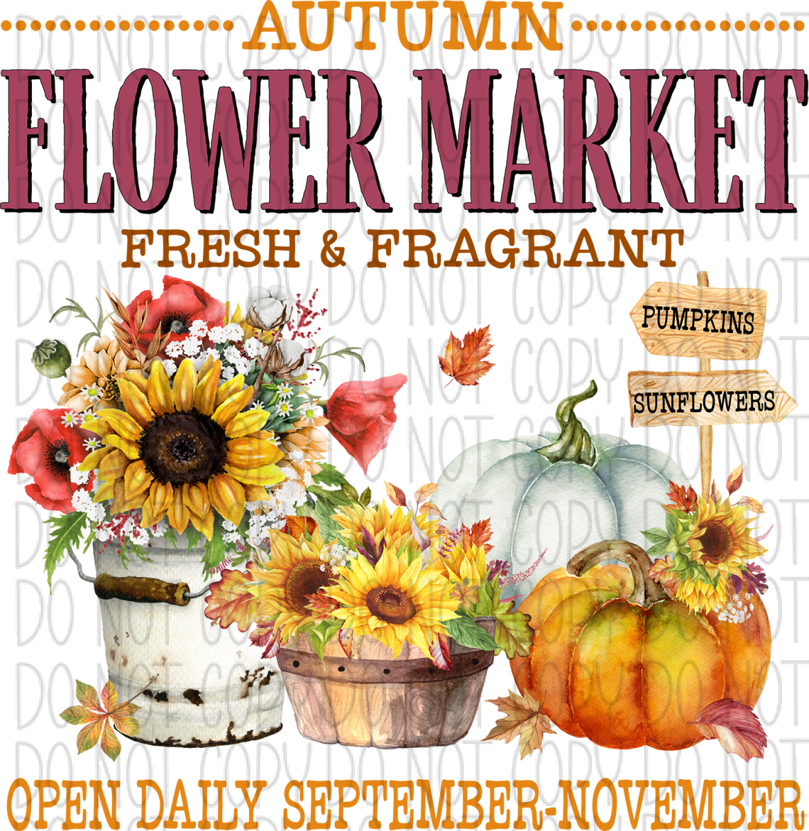 Autumn Flower Market Dtf Transfer