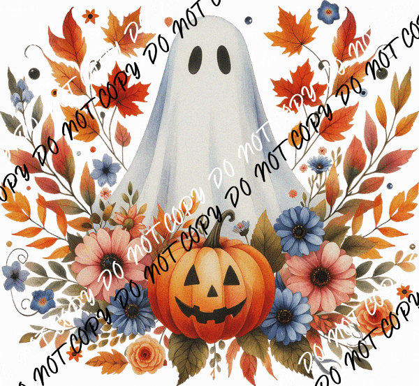 Autumn Ghost with Pumpkin DTF Transfer - We Print U Press DTF Transfers