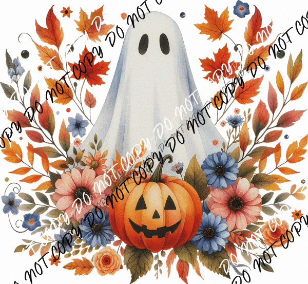 Autumn Ghost with Pumpkin DTF Transfer - We Print U Press DTF Transfers