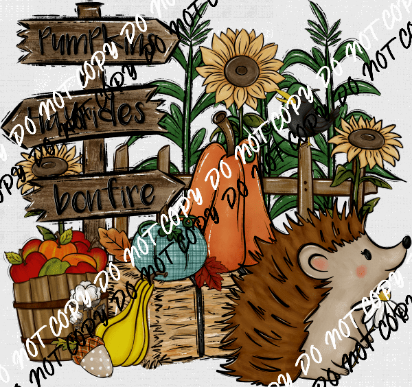Autumn Hedgehog DTF Transfer - We Print U Press DTF Transfers