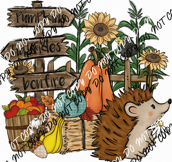 Autumn Hedgehog DTF Transfer - We Print U Press DTF Transfers