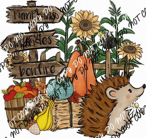 Autumn Hedgehog DTF Transfer - We Print U Press DTF Transfers