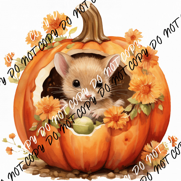 Autumn Mouse in a Pumpkin DTF Transfer - We Print U Press DTF Transfers