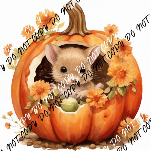 Autumn Mouse in a Pumpkin DTF Transfer - We Print U Press DTF Transfers