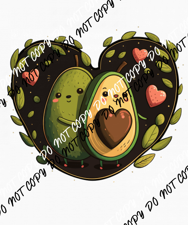 Avocado Hugging with Hearts DTF Transfer - We Print U Press DTF Transfers