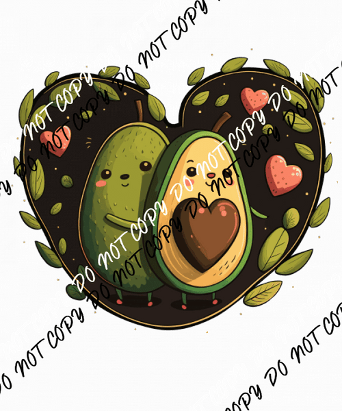 Avocado Hugging with Hearts DTF Transfer - We Print U Press DTF Transfers