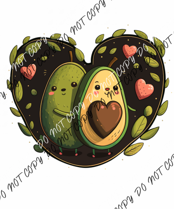 Avocado Hugging With Hearts Dtf Transfer