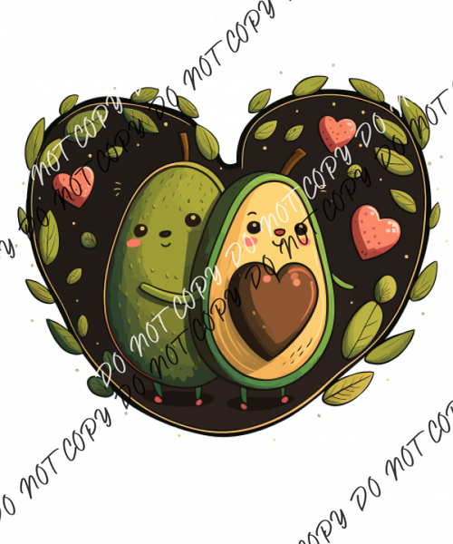 Avocado Hugging With Hearts Dtf Transfer