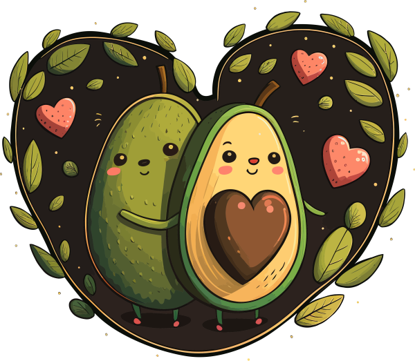Avocado Hugging with Hearts DTF Transfer RTP DTF Transfers