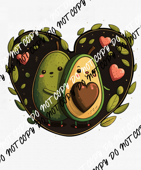 Avocado Hugging with Hearts DTF Transfer - We Print U Press DTF Transfers