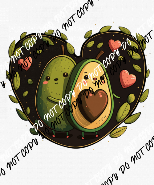 Avocado Hugging with Hearts DTF Transfer - We Print U Press DTF Transfers