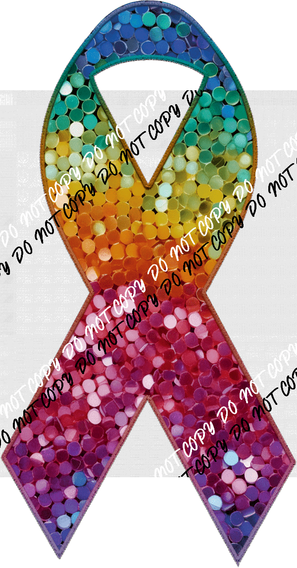 Awareness Ribbon faux sequin and faux embroidery DTF Transfer (See Color Options) - We Print U Press DTF Transfers