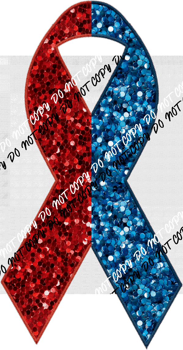 Awareness Ribbon faux sequin and faux embroidery DTF Transfer (See Color Options) - We Print U Press DTF Transfers