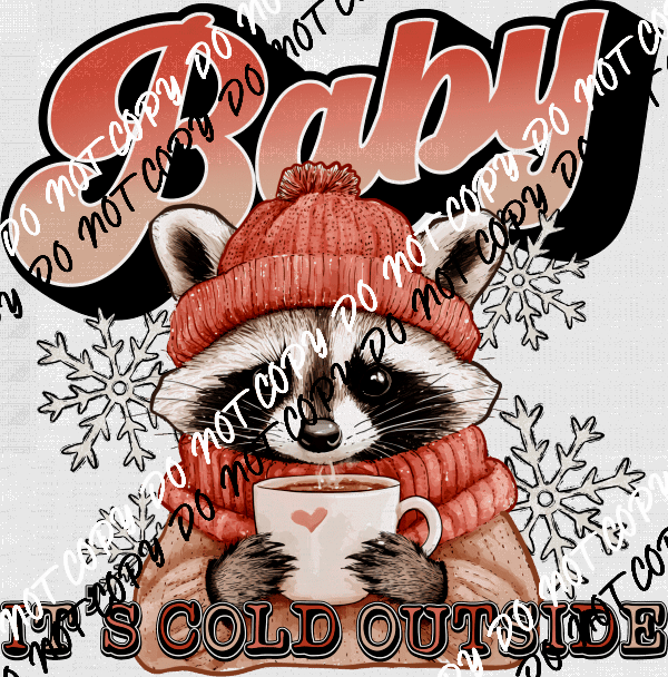 Baby, It’s Cold Outside - Raccoon DTF Transfer - We Print U Press DTF Transfers