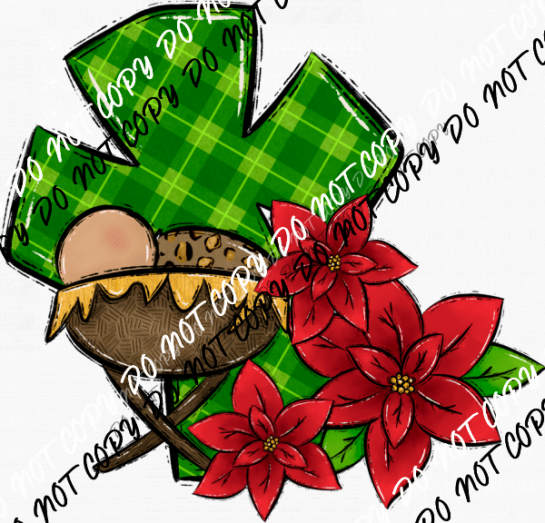 Baby Jesus Cross and Pointsettias DTF Transfer - We Print U Press DTF Transfers