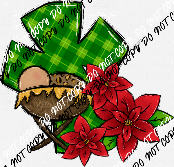 Baby Jesus Cross and Pointsettias DTF Transfer - We Print U Press DTF Transfers