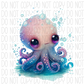 Baby Octopus Bubbles Watercolor Dtf Transfer