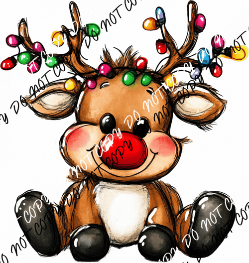 Baby Reindeer with Christmas Lights DTF Transfer - We Print U Press DTF Transfers