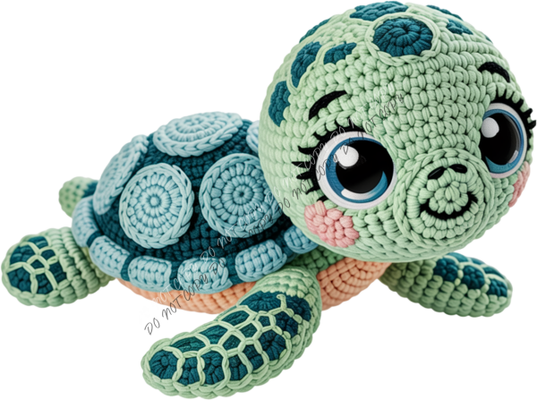 baby sea turtle faux yarn dtf transfer