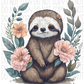 Baby Sloth With Flowers Dtf Transfer