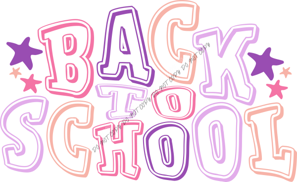 Back to School Pink and Purple DTF Transfer RTP DTF Transfers