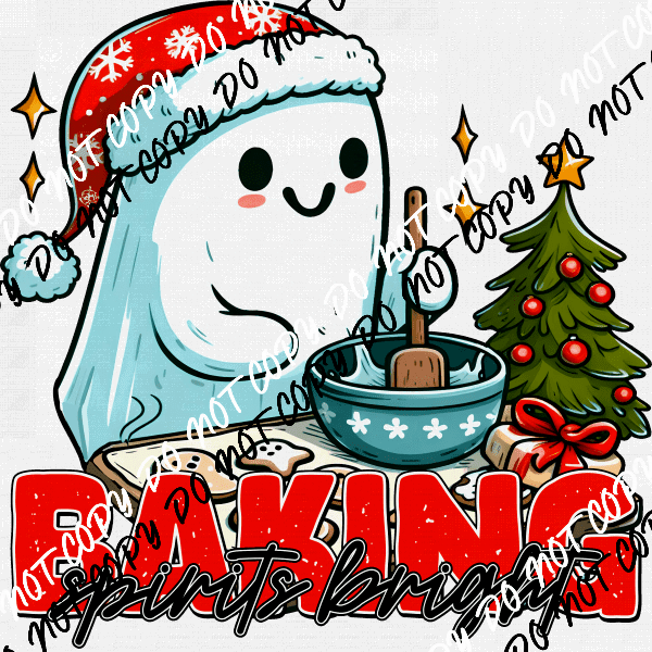 Baking Spirits Bright Christmas Ghost DTF Transfer - We Print U Press DTF Transfers