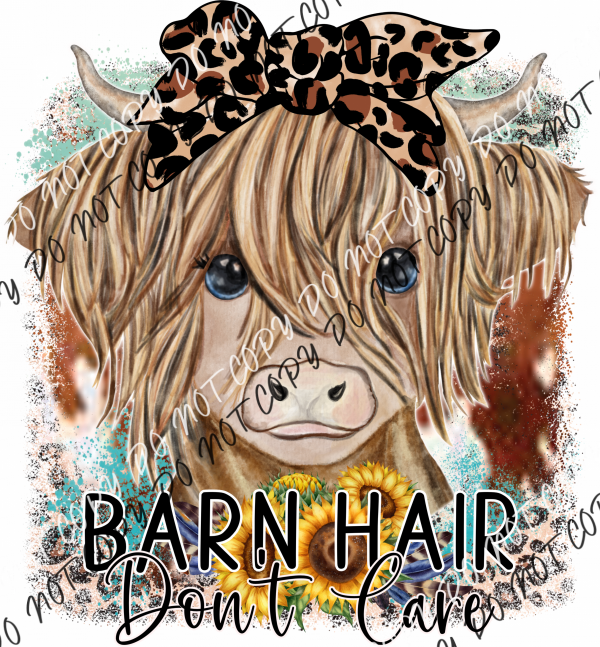 Barn Hair Dont Care Leopard Bow Highland Cow Dtf Transfer