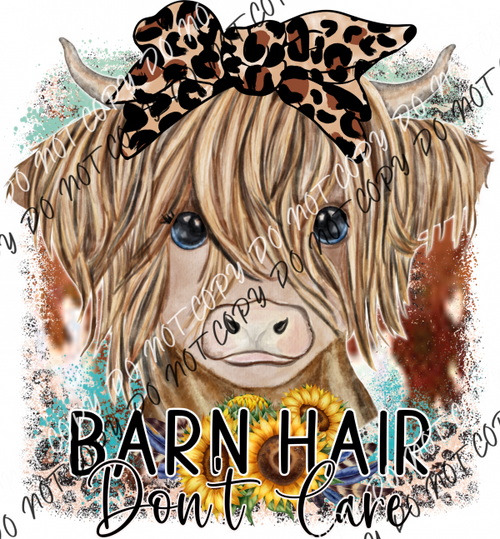 Barn Hair Dont Care Leopard Bow Highland Cow Dtf Transfer