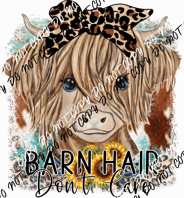 Barn Hair Don't Care Leopard Bow Highland Cow DTF Transfer - We Print U Press DTF Transfers