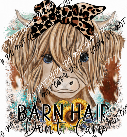 Barn Hair Don't Care Leopard Bow Highland Cow DTF Transfer - We Print U Press DTF Transfers