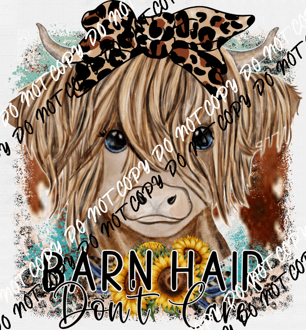 Barn Hair Don't Care Leopard Bow Highland Cow DTF Transfer - We Print U Press DTF Transfers