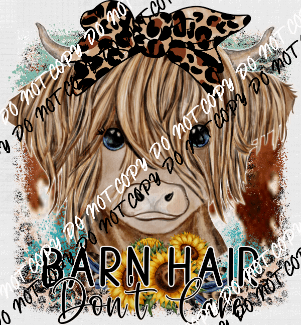 Barn Hair Don't Care Leopard Bow Highland Cow DTF Transfer - We Print U Press DTF Transfers