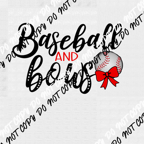 Baseball and Bows DTF Transfer - We Print U Press DTF Transfers