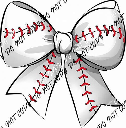 Baseball Bow DTF Transfer - We Print U Press DTF Transfers