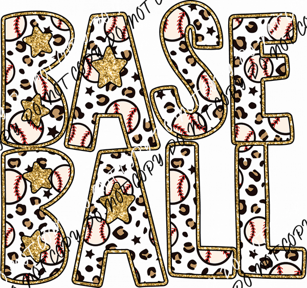 Baseball Glitter DTF Transfer - We Print U Press DTF Transfers